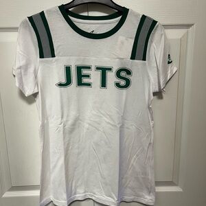 G-III Official NFL Women's White and Green Jets Short Sleeve Tee | Size MD